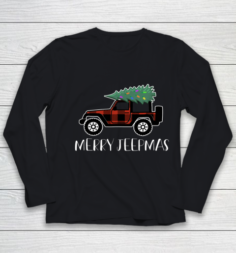 Merry Jeepmas Buffalo Plaid Christmas Jeep Youth Long Sleeve