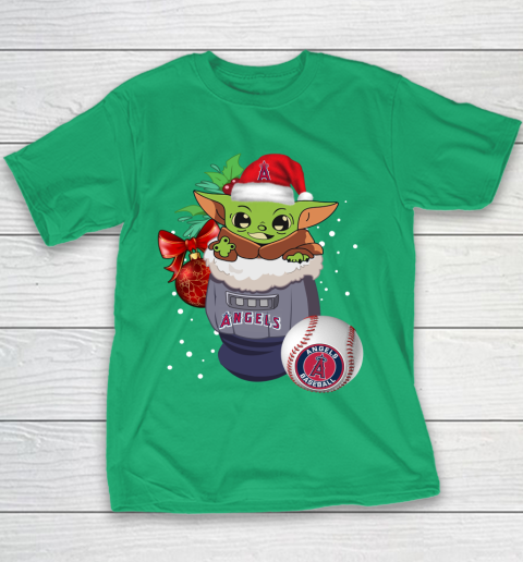 Los Angeles Angels Christmas Baby Yoda Star Wars Funny Happy MLB Youth T-Shirt