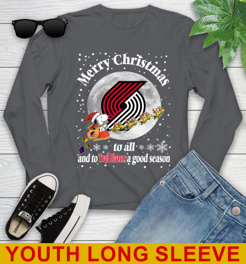 Portland Trail Blazers Merry Christmas To All And To Trail Blazers A Good Season NBA Basketball Sports Youth Long Sleeve 9