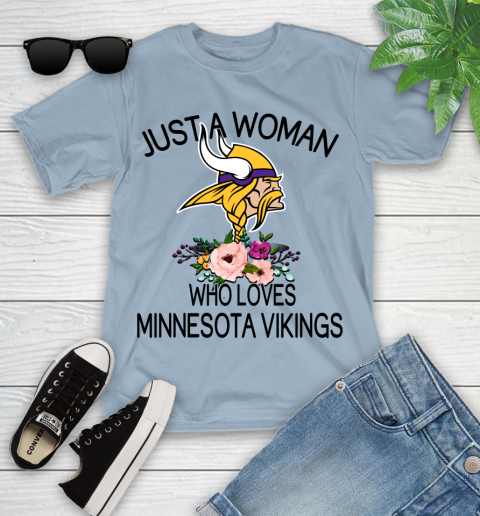 NFL Just A Woman Who Loves Minnesota Vikings Football Sports Youth T-Shirt 6