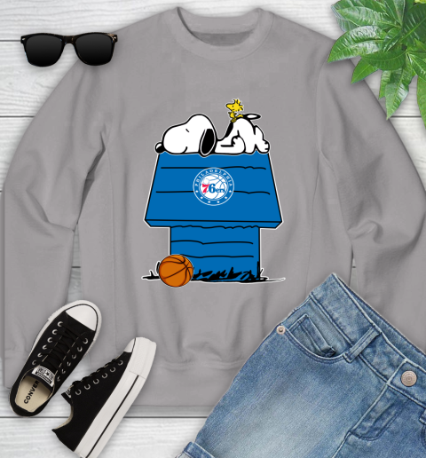 Philadelphia 76ers NBA Basketball Snoopy Woodstock The Peanuts Movie Youth Sweatshirt 4