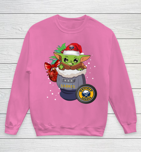 Buffalo Sabres Christmas Baby Yoda Star Wars Funny Happy NHL Youth Sweatshirt 7
