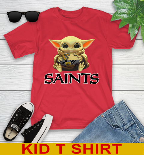 NFL Football New Orleans Saints Baby Yoda Star Wars Shirt Youth T-Shirt 10