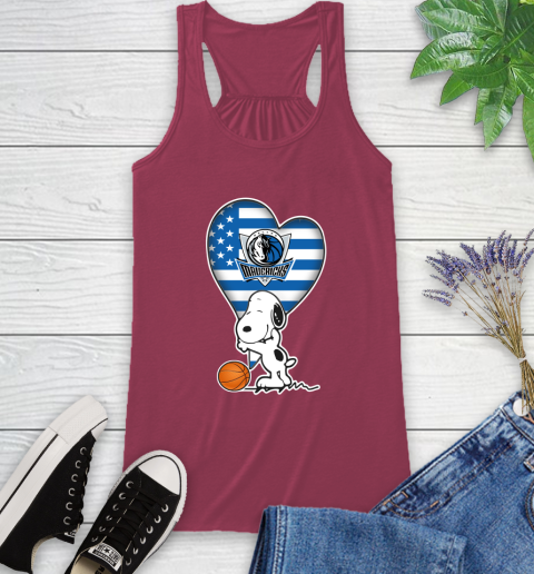Dallas Mavericks NBA Basketball The Peanuts Movie Adorable Snoopy Racerback Tank 8