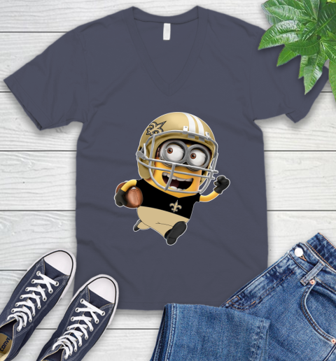 NFL New Orleans Saints Minions Disney Football Sports V-Neck T-Shirt 9