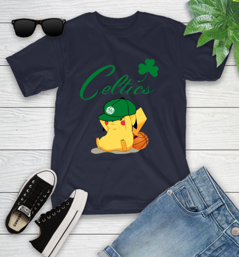 NBA Pikachu Basketball Sports Boston Celtics Youth T-Shirt 3