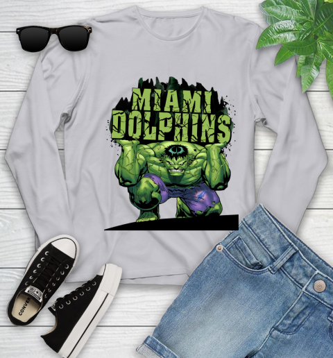 Miami Dolphins NFL Football Incredible Hulk Marvel Avengers Sports Youth Long Sleeve 5