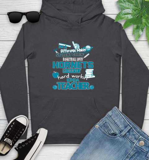 Charlotte Hornets NBA I'm A Difference Making Student Caring Basketball Loving Kinda Teacher Youth Hoodie 8