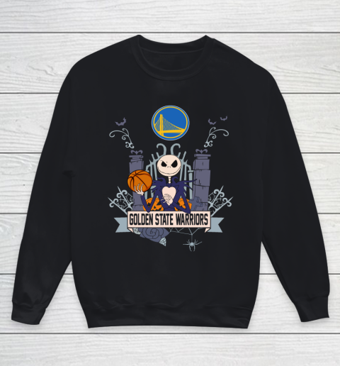 NBA Golden State Warriors Basketball Jack Skellington Halloween Youth Sweatshirt