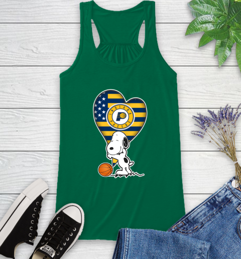 Indiana Pacers NBA Basketball The Peanuts Movie Adorable Snoopy Racerback Tank 7