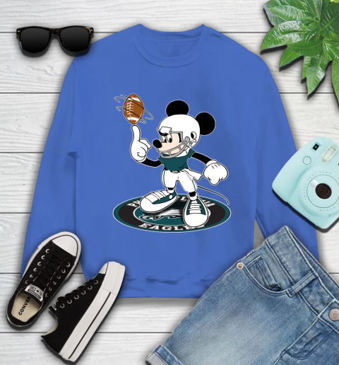 NFL Football Philadelphia Eagles Cheerful Mickey Disney Shirt Youth Sweatshirt 7