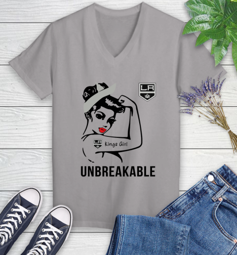 NHL Los Angeles Kings Girl Unbreakable Hockey Sports Women's V-Neck T-Shirt 2