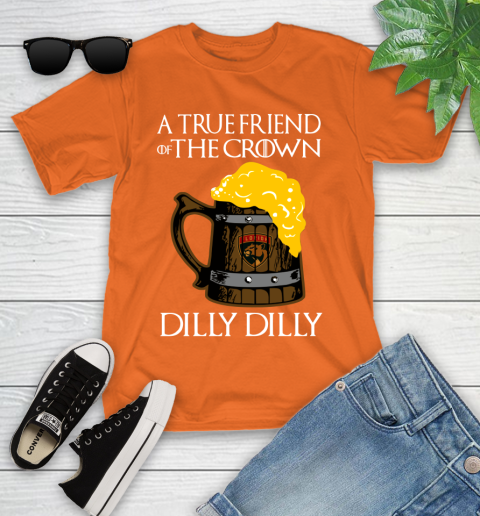 NFL Florida Panthers A True Friend Of The Crown Game Of Thrones Beer Dilly Dilly Hockey Shirt Youth T-Shirt 9