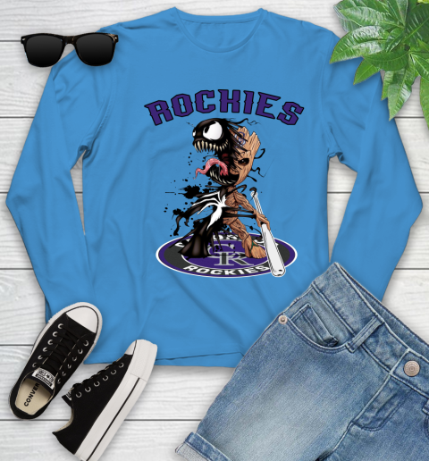 MLB Colorado Rockies Baseball Venom Groot Guardians Of The Galaxy Youth Long Sleeve 7