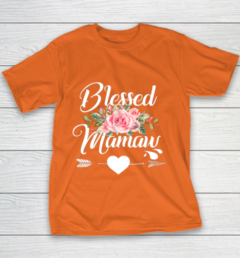 Blessed Mamaw Thanksgiving Christmas Floral Gift For Grandma Youth T-Shirt 4