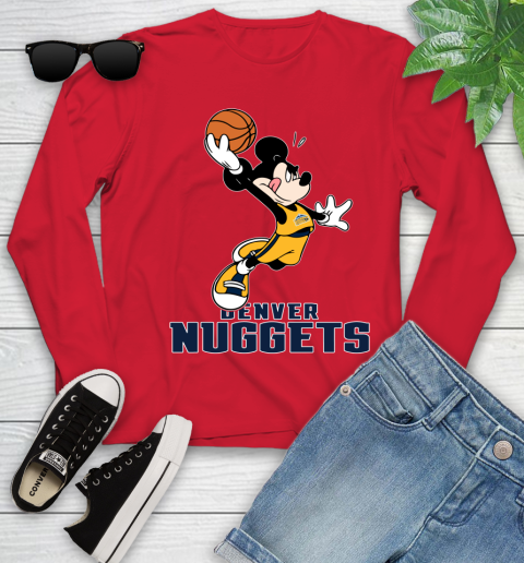 NBA Basketball Denver Nuggets Cheerful Mickey Mouse Shirt Youth Long Sleeve 11