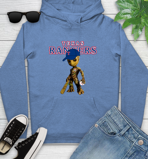 MLB Texas Rangers Groot Guardians Of The Galaxy Baseball Youth Hoodie 12