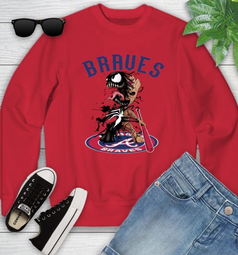 MLB Atlanta Braves Baseball Venom Groot Guardians Of The Galaxy Youth Sweatshirt 9
