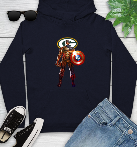 NFL Captain America Marvel Avengers Endgame Football Sports Green Bay Packers Youth Hoodie 4