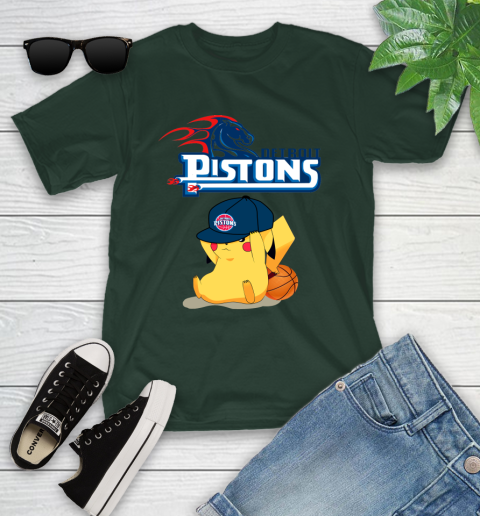 NBA Pikachu Basketball Sports Detroit Pistons Youth T-Shirt 5