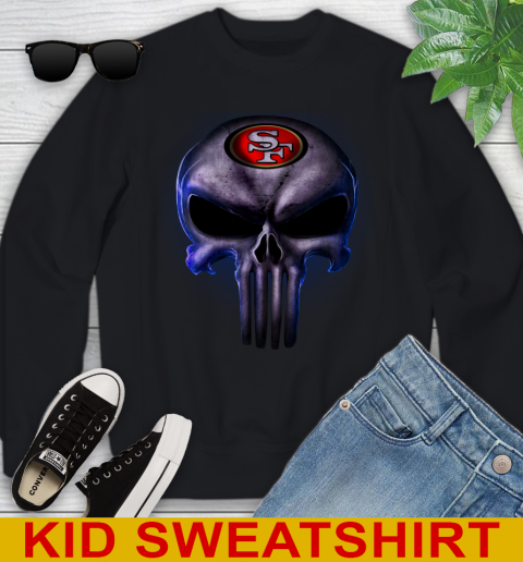 San Francisco 49ers NFL Football Punisher Skull Sports Youth Sweatshirt