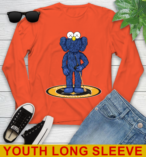 NHL Hockey Pittsburgh Penguins Kaws Bff Blue Figure Shirt Youth Long Sleeve 4