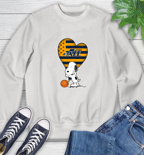 Utah Jazz NBA Basketball The Peanuts Movie Adorable Snoopy Sweatshirt