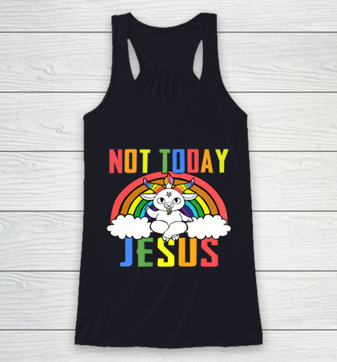 Unicorn Rainbow Not Today Jesus Premium Racerback Tank 8
