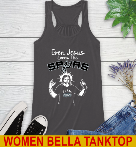 San Antonio Spurs NBA Basketball Even Jesus Loves The Spurs Shirt Racerback Tank 10