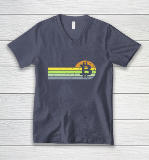 Bitcoin BTC Vintage Sunset Crypto Cryptocurrency Blockchain V-Neck T-Shirt 7