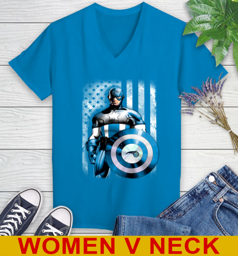Orlando Magic NBA Basketball Captain America Marvel Avengers American Flag Shirt Women's V-Neck T-Shirt 7