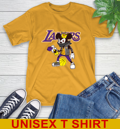 Los Angeles Lakers NBA Basketball Mickey Peace Sign Sports T-Shirt 3
