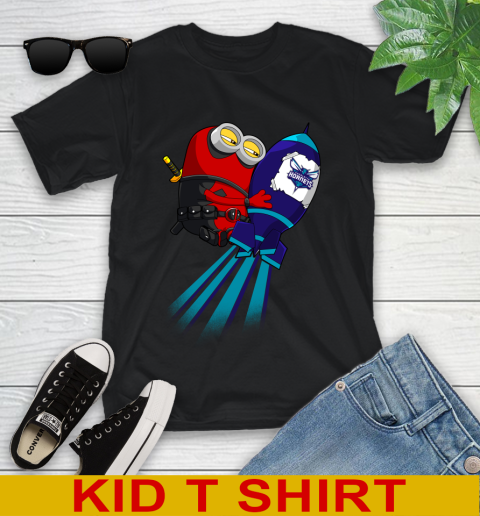 NBA Basketball Charlotte Hornets Deadpool Minion Marvel Shirt Youth T-Shirt