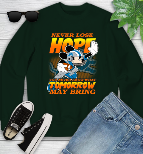 Detroit Lions NFL Football Mickey Disney Never Lose Hope Youth Sweatshirt 9