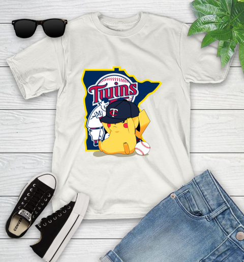 MLB Pikachu Baseball Sports Minnesota Twins Youth T-Shirt