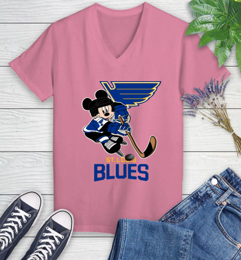 NHL St.Louis Blues Mickey Mouse Disney Hockey T Shirt Women's V-Neck T-Shirt 13