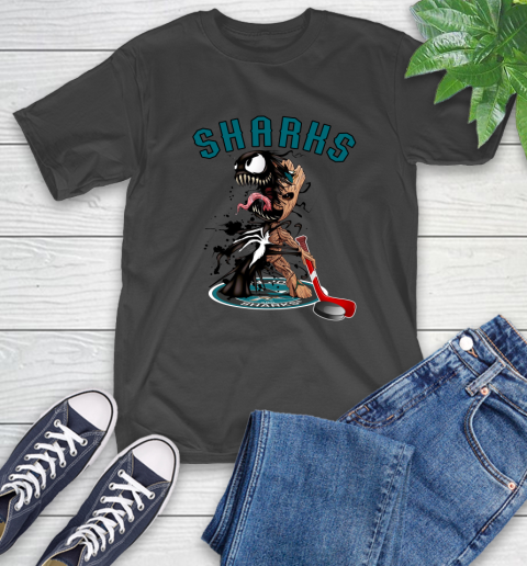 NHL San Jose Sharks Hockey Venom Groot Guardians Of The Galaxy T-Shirt 2