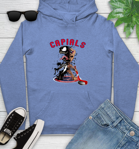 NHL Washington Capitals Hockey Venom Groot Guardians Of The Galaxy Youth Hoodie 12