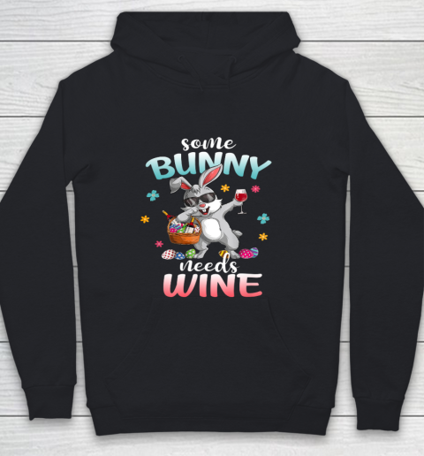 Some Bunny Needs Wine Dabbing Rabbit Happy Easter Day Youth Hoodie