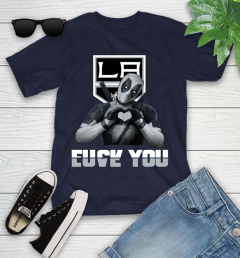 NHL Los Angeles Kings Deadpool Love You Fuck You Hockey Sports Youth T-Shirt 2