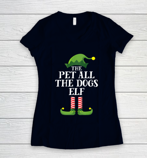 Pet All The Dogs Elf Matching Family Group Christmas Pajama Women's V-Neck T-Shirt 2