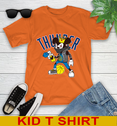 Oklahoma City Thunder NBA Basketball Mickey Peace Sign Sports Youth T-Shirt 7