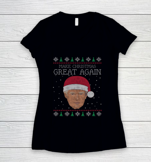 Unique Graphics Make Christmas Great Again Funny Christmas Women's V-Neck T-Shirt
