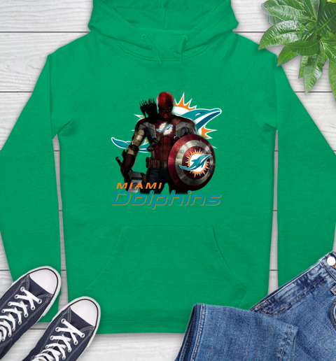 NFL Captain America Thor Spider Man Hawkeye Avengers Endgame Football Miami Dolphins Hoodie 8