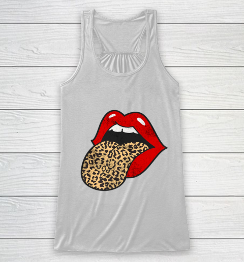 Red Lips Leopard Tongue Trendy Animal Print Racerback Tank