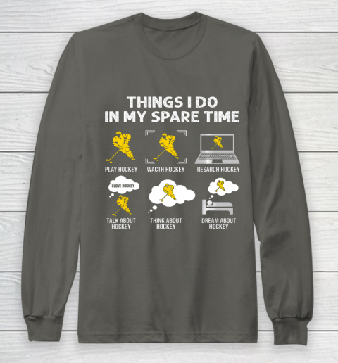 Things I Do In My Spare Time Hockey Ice Hockey Player Gift Long Sleeve T-Shirt 5