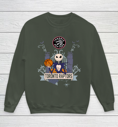 NBA Toronto Raptors Basketball Jack Skellington Halloween Youth Sweatshirt 8