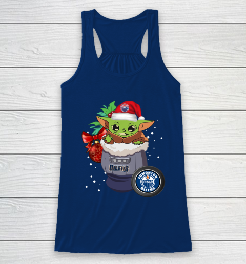 Edmonton Oilers Christmas Baby Yoda Star Wars Funny Happy NHL Racerback Tank 7
