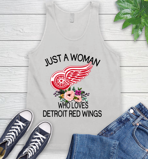 NHL Just A Woman Who Loves Detroit Red Wings Hockey Sports Tank Top