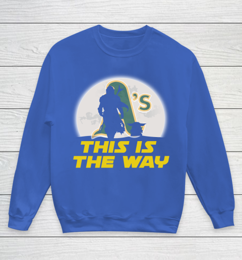 Oakland Athletics MLB Baseball Star Wars Yoda And Mandalorian This Is The Way Youth Sweatshirt 6